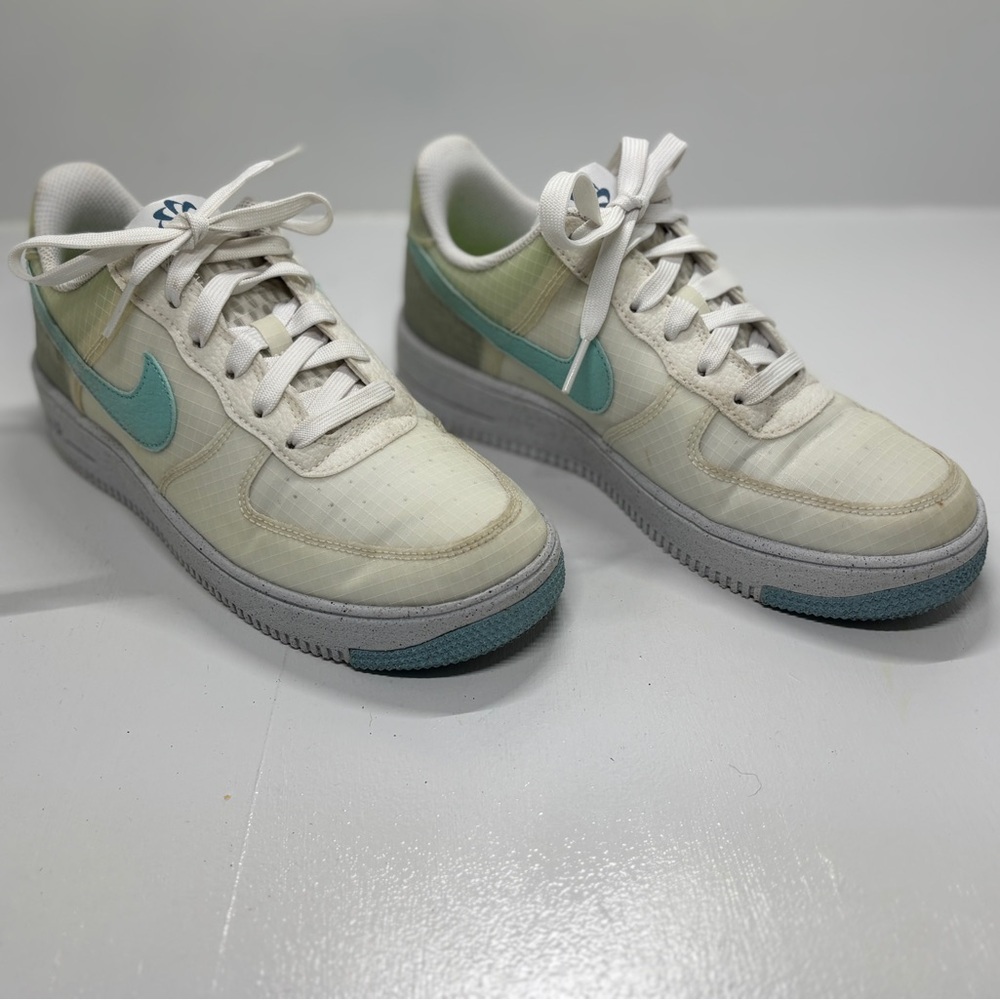Nike Air Force 1 Next Nature White Aura Teal Swoosh Women’s 6.5Y / 8 Eco AF1 - Picture 3 of 12